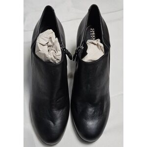 GEOX D‎ Annya A Respira Black Leather Booties Shooties Block Heel Womens 6